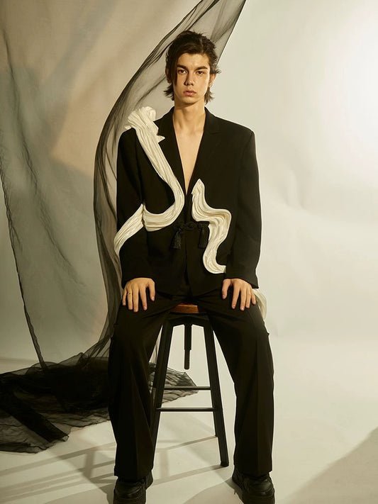 JIECHI casual loose long sleeved artistic black suit - WELLS.