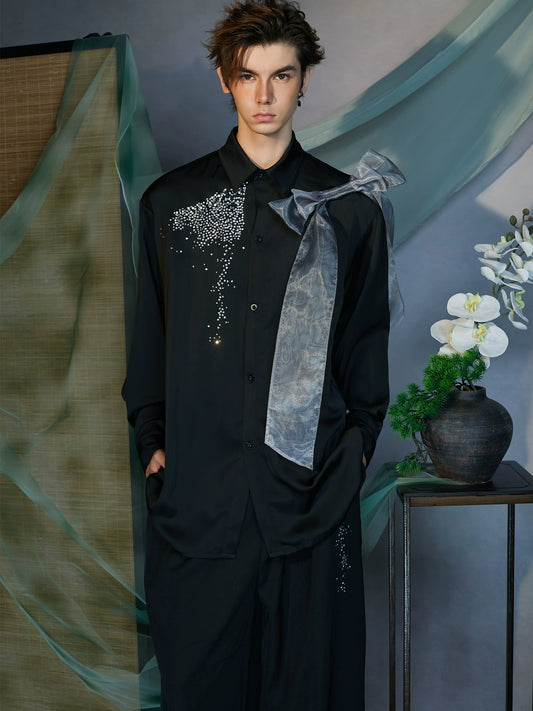 JIECHI long-sleeved men's appliqué shirt -BRAHAM.