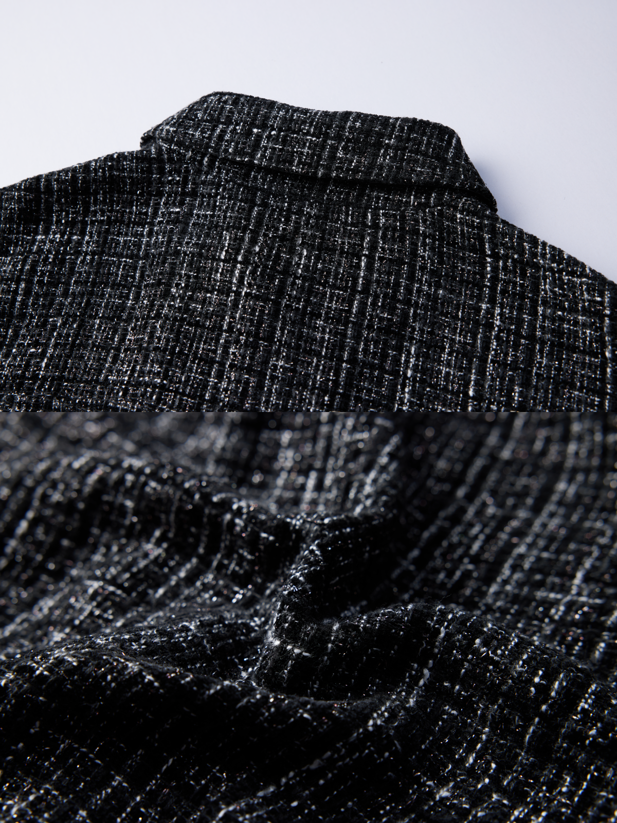 OWNLIFE flowing streamer tweed stand-up collar slinger shirt - SEREPH.