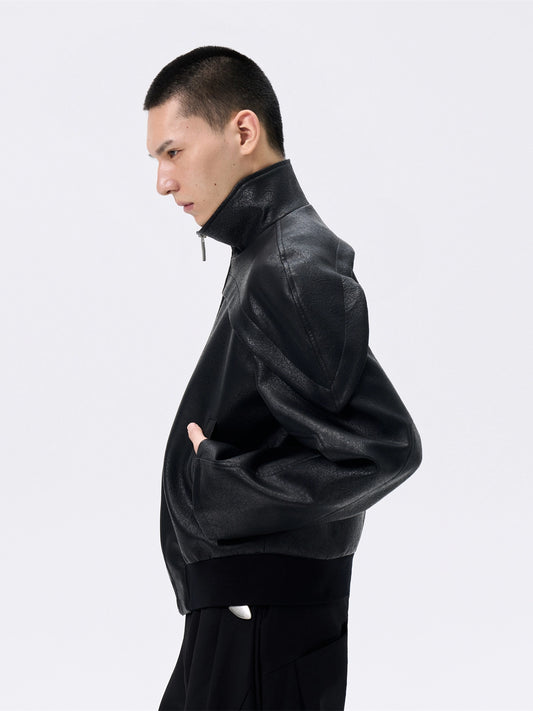 FRKM SCD Cracked Waist Leather Curved Split Short Jacket - MARION.