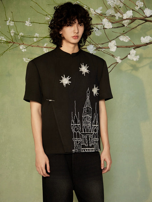 JIECHI loose embroidery round neck short sleeve unisex T-shirt - FANRIC.