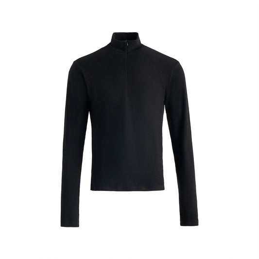 FRKM SCD Velvet Long Sleeve Black Slim Fit Half-Neck Top - JOHN.