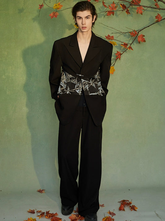 JIECHI embroidered casual loose floral applique suit - CORY.