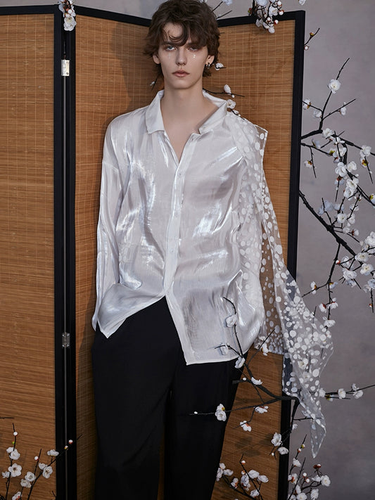 JIECHI loose casual white long-sleeved shirt - QUIN.