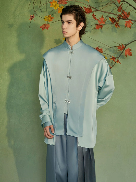 JIECHI casual satin loose long-sleeved shirt - RILEY.