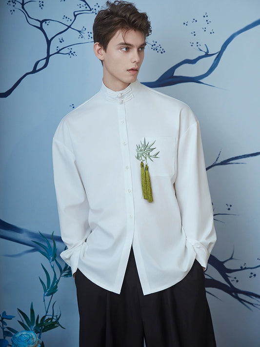 JIECHI white loose long-sleeved shirt - ZAC.