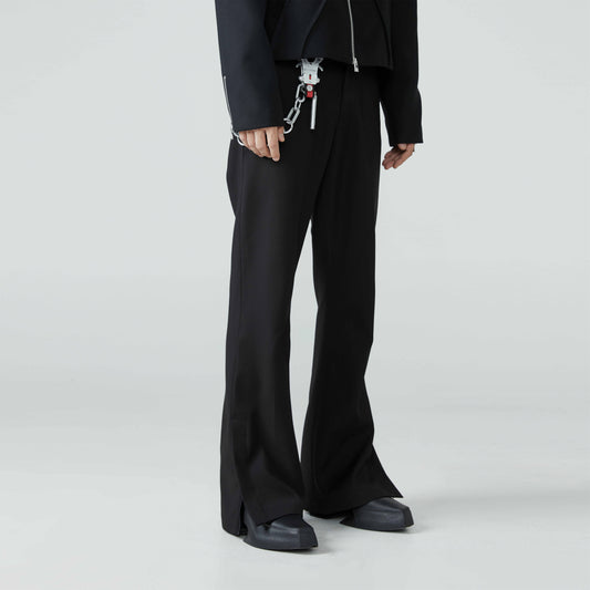 FRKM SCD AW Hem Slit Bootcut Black Slim Fit Casual Pants - ZURICH .
