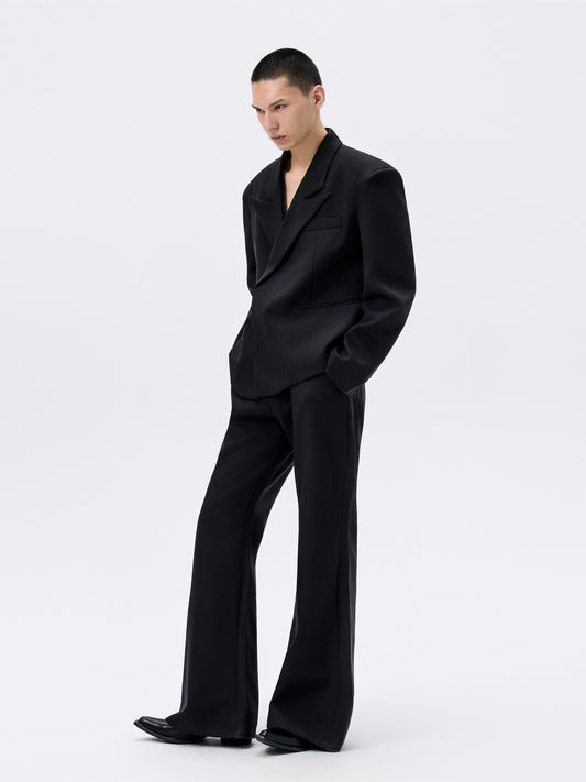 FRKM SCD 25 AW Herringbone Stripe Wide Shoulder Black Suit - QUEST.