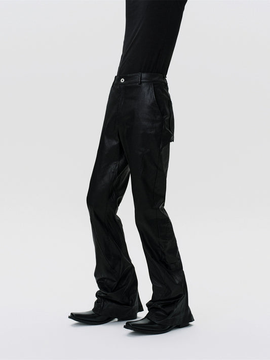 FRKM SCD Irregular Twist Handmade Wax Layer Casual Pants - CANDY.