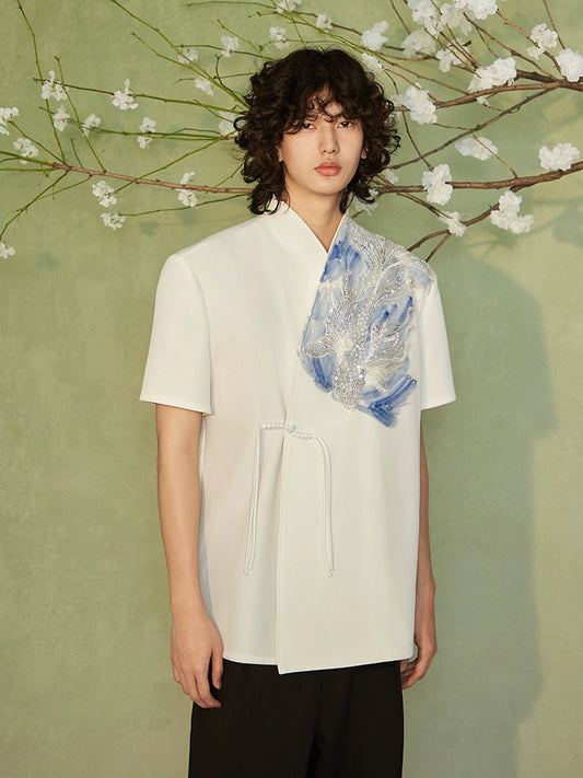 JIECHI short-sleeved men's embroidered shirt - BASS.