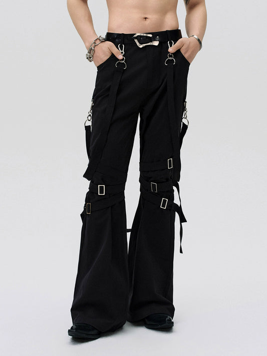 FRKM SCD Strip Strap Knee-cinching A-Shaped Bootcut Casual Pants - ZITA.
