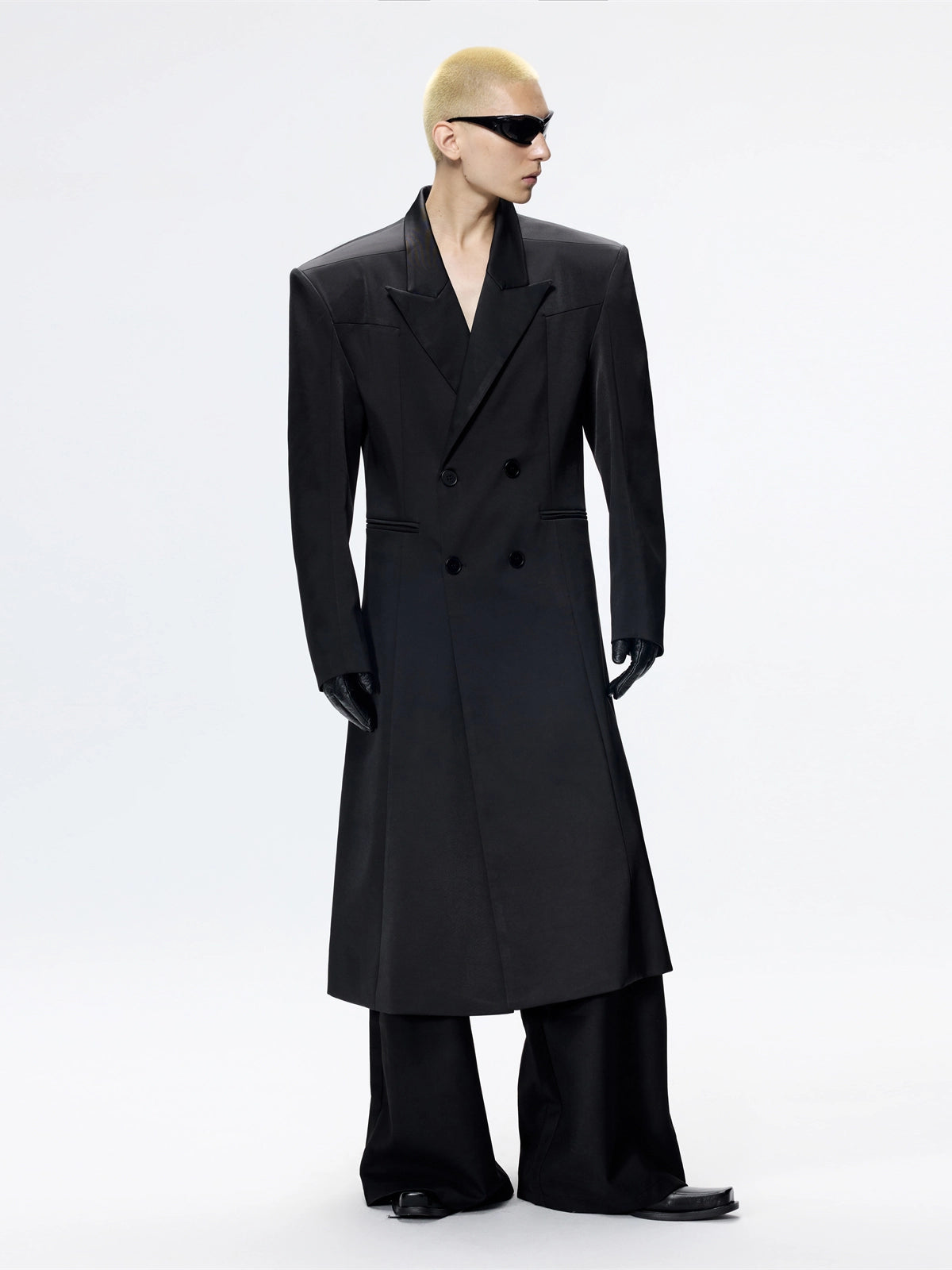 FRKM SCD Wide Haute Couture Black Long Tweed Coat - NOEL.