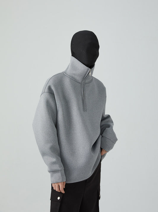 FRKM SCD Gray Air Cotton Casual Loose Versatile High Neck Unisex Sweatshirt- XYLO.