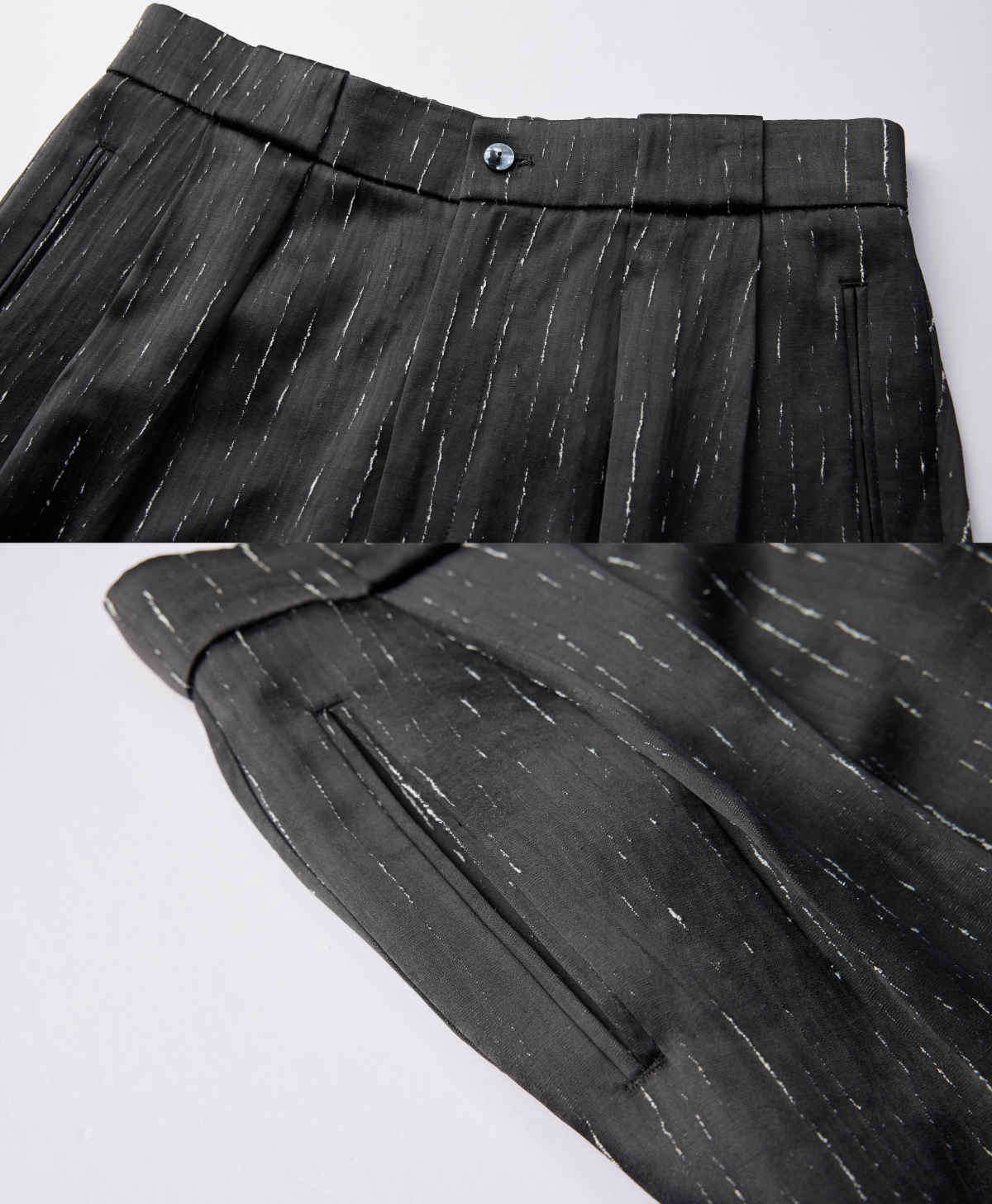 OWNLIFE acetate linen bi-fold design wide-leg pants - ROBERT.