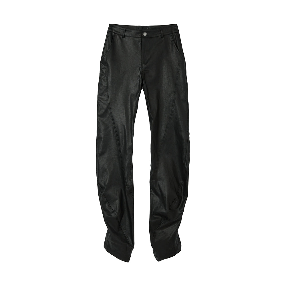 FRKM SCD Irregular Twist Handmade Wax Layer Casual Pants - CANDY.