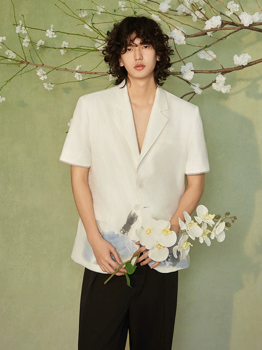 JIECHI short-sleeved men's printed shirt -HANNAH.