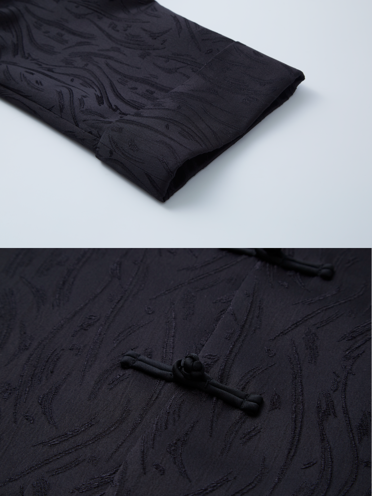 OWNLIFE jacquard stand collar black coat - BARRY.