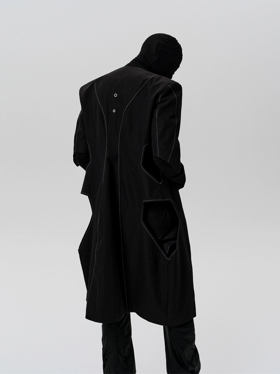 FRKM SCD Deconstructed Irregular Cut Short Sleeve Trench Coat - JONAH.