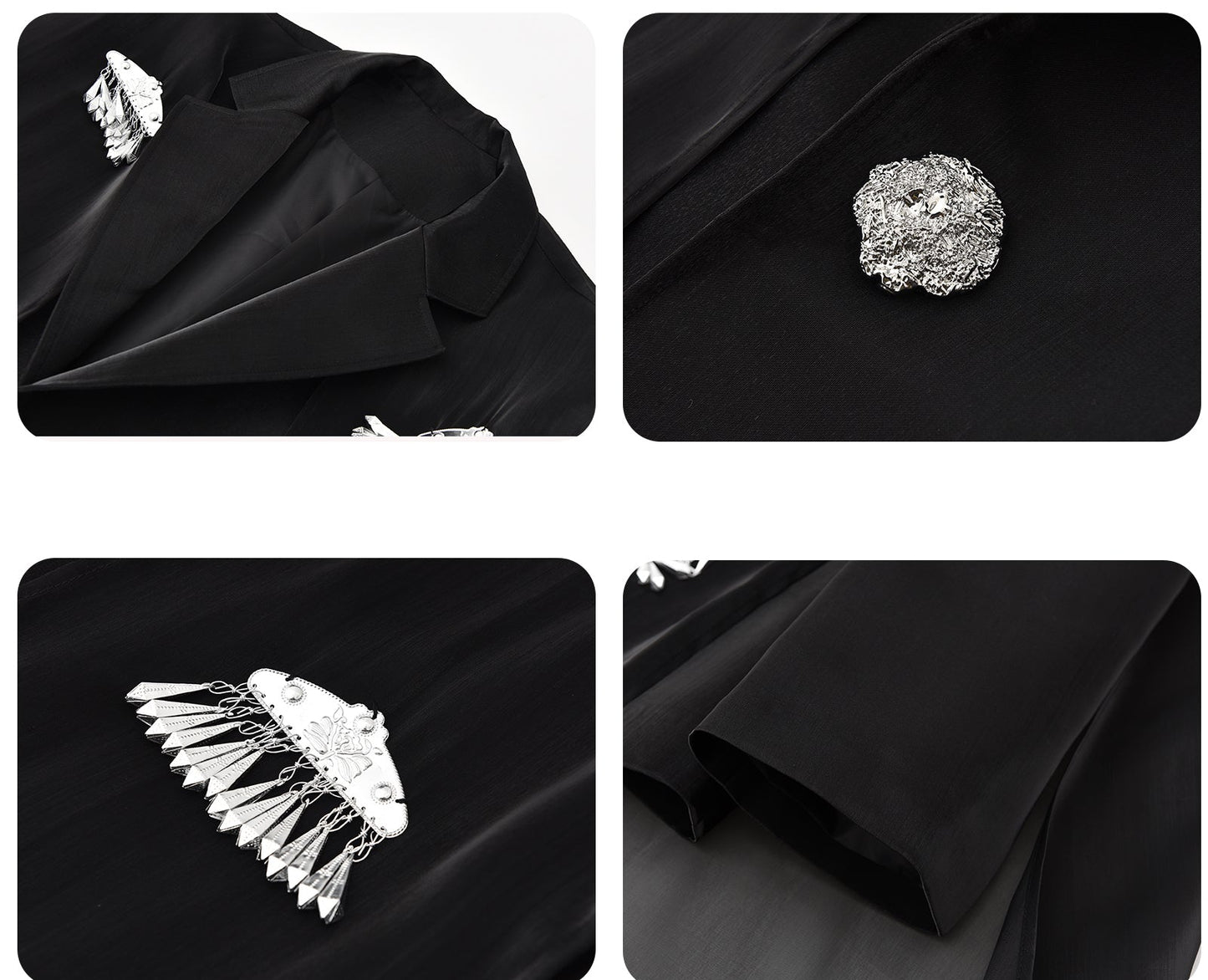 JIECHI embellished black loose casual blazer - JOB.