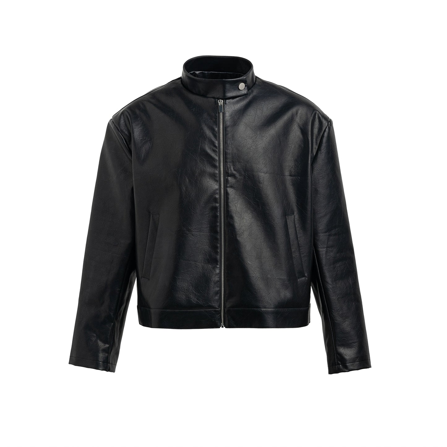 FRKM SCD 23 F W PU leather short slim stand-up collar jacket - QUITE.