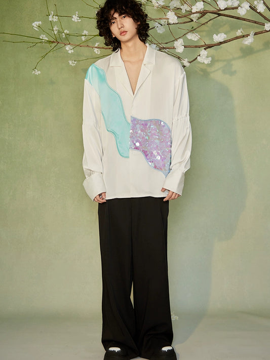 JIECHI casual acetate white loose long-sleeved unisex shirts - ISLA.