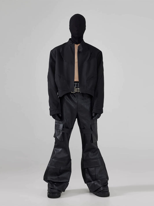 FRKM SCD Shaped Cutout Deconstructed Short Loose Black Jacket - HENDRICK.