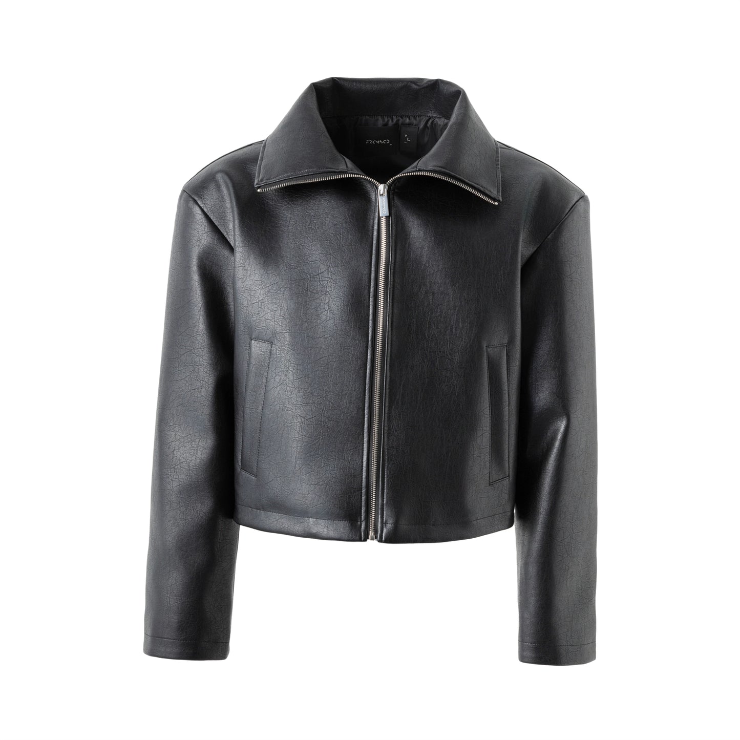 FRKM SCD Short Biker Stand Collar Inverted Triangle Leather Jacket - DRAKEN.