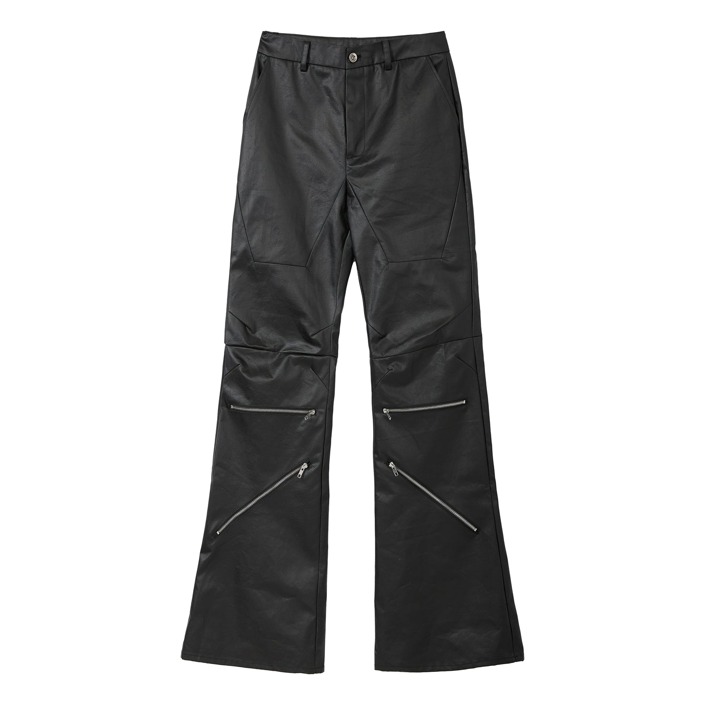 FRKM SCD Deconstructed Panelled Waxed Coated Bootcut Pants- VICK.