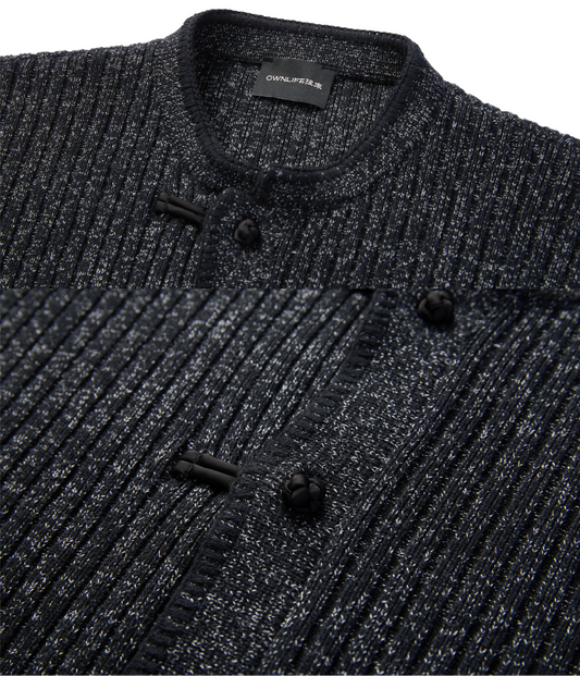 OWNLIFE Wool Black Stand Collar Patch Pocket Coat -MICHEAL.