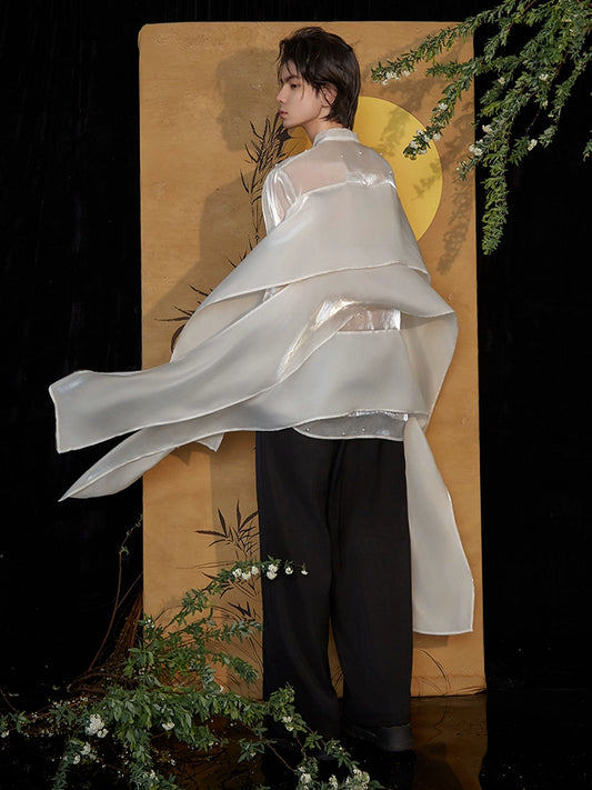 JIECHI transparent beaded long-sleeved shirts - UNION.