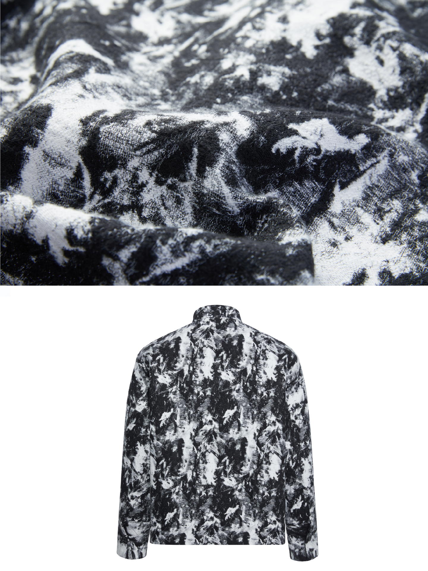 OWNLIFE jacquard stand-up collar buckle short jacket- BAY.