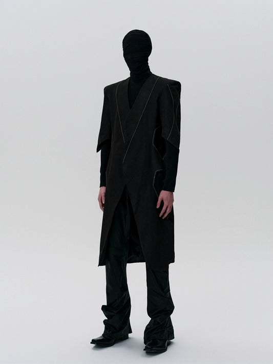 FRKM SCD Deconstructed Irregular Cut Short Sleeve Trench Coat - JONAH.