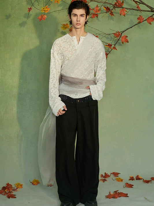 JIECHI lace beaded cardigan long-sleeved top - VANDER.