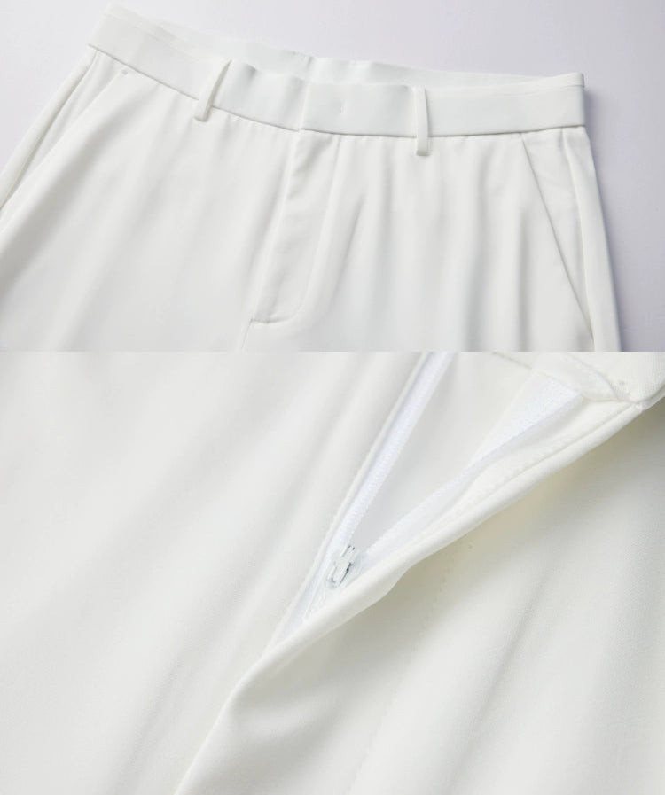 OWNLIFE Silk Straight White Drape Anti-Wrinkle Pants - WILLIAM.