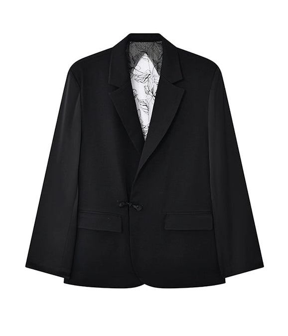 JIECHI lace back cut-out black notched lapel blazer - BERNARD.