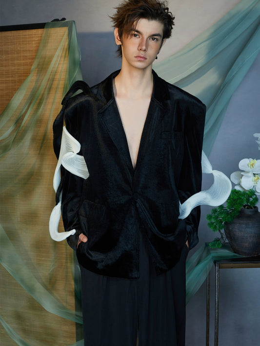 JIECHI Casual Loose Notched Lapel Blazer - HANS.