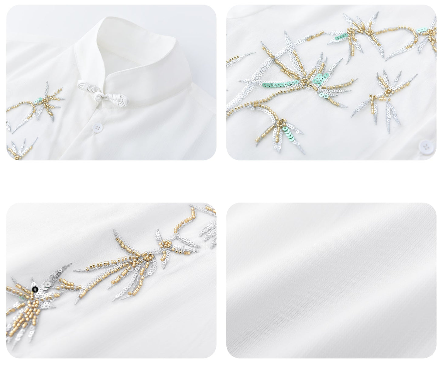 JIECHI white loose long-sleeved embroidered shirt - XENA.