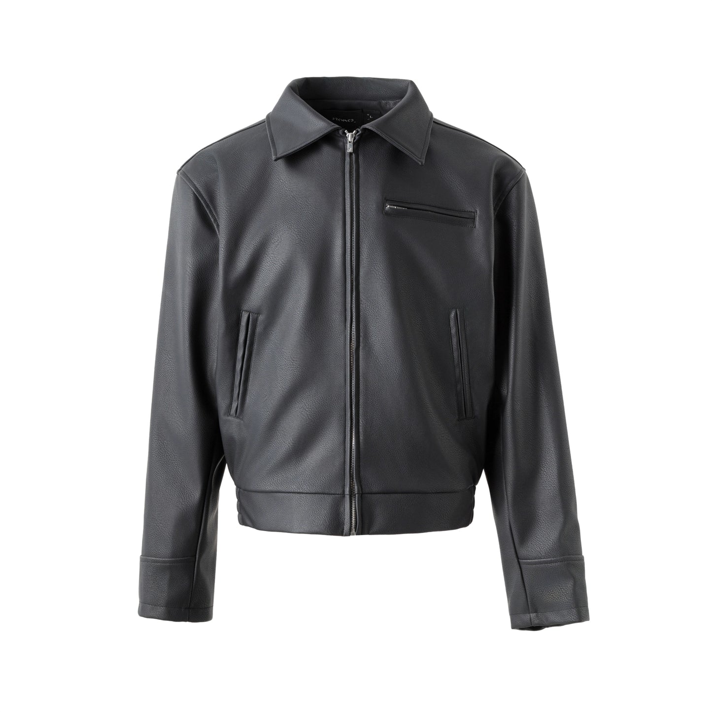 FRKM SCD Lapel Motorcycle Zipper Short Black Leather Jacket - SAWYER.