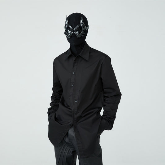 FRKM SCD SS Unisex Slim Long Sleeve Button Black Shirt - GORDON.