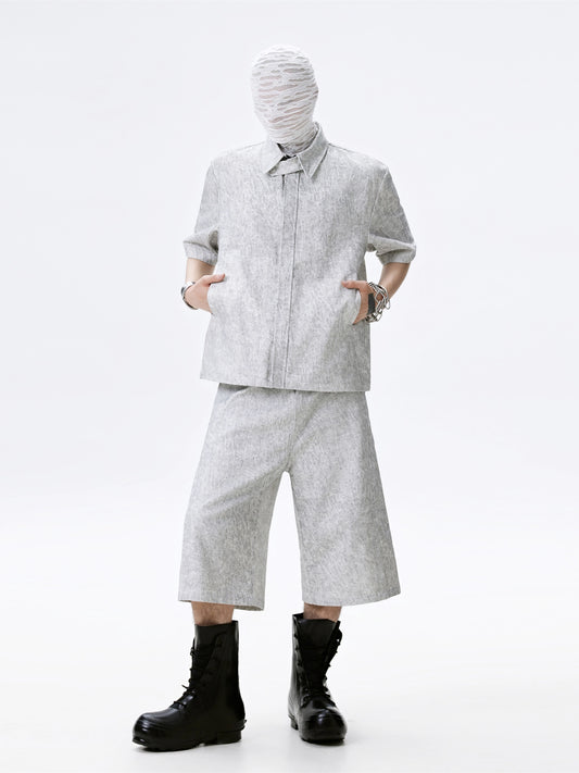 FRKM SCD Textured Tree Pattern Loose Capri Shorts and Top - BERNARD.