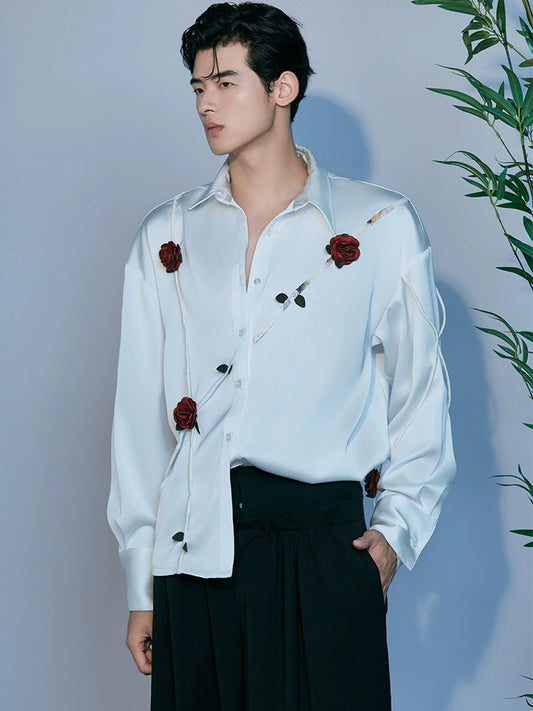 JIECHI  casual acetate white loose long-sleeved shirt - YEN.