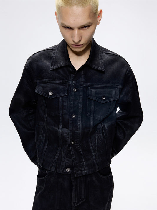 FRKM SCD Pure Hand Brushed Wax High Ounce Fabric Denim Jacket - ION.