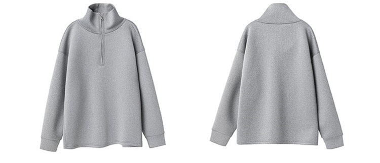 FRKM SCD  Gray Air Cotton Casual Loose Versatile High Neck Unisex Sweatshirt- XYLO.