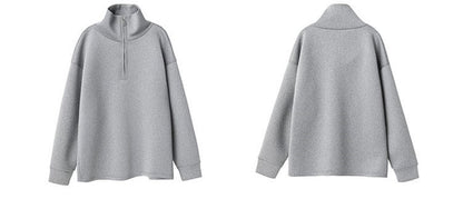 FRKM SCD  Gray Air Cotton Casual Loose Versatile High Neck Unisex Sweatshirt- XYLO.
