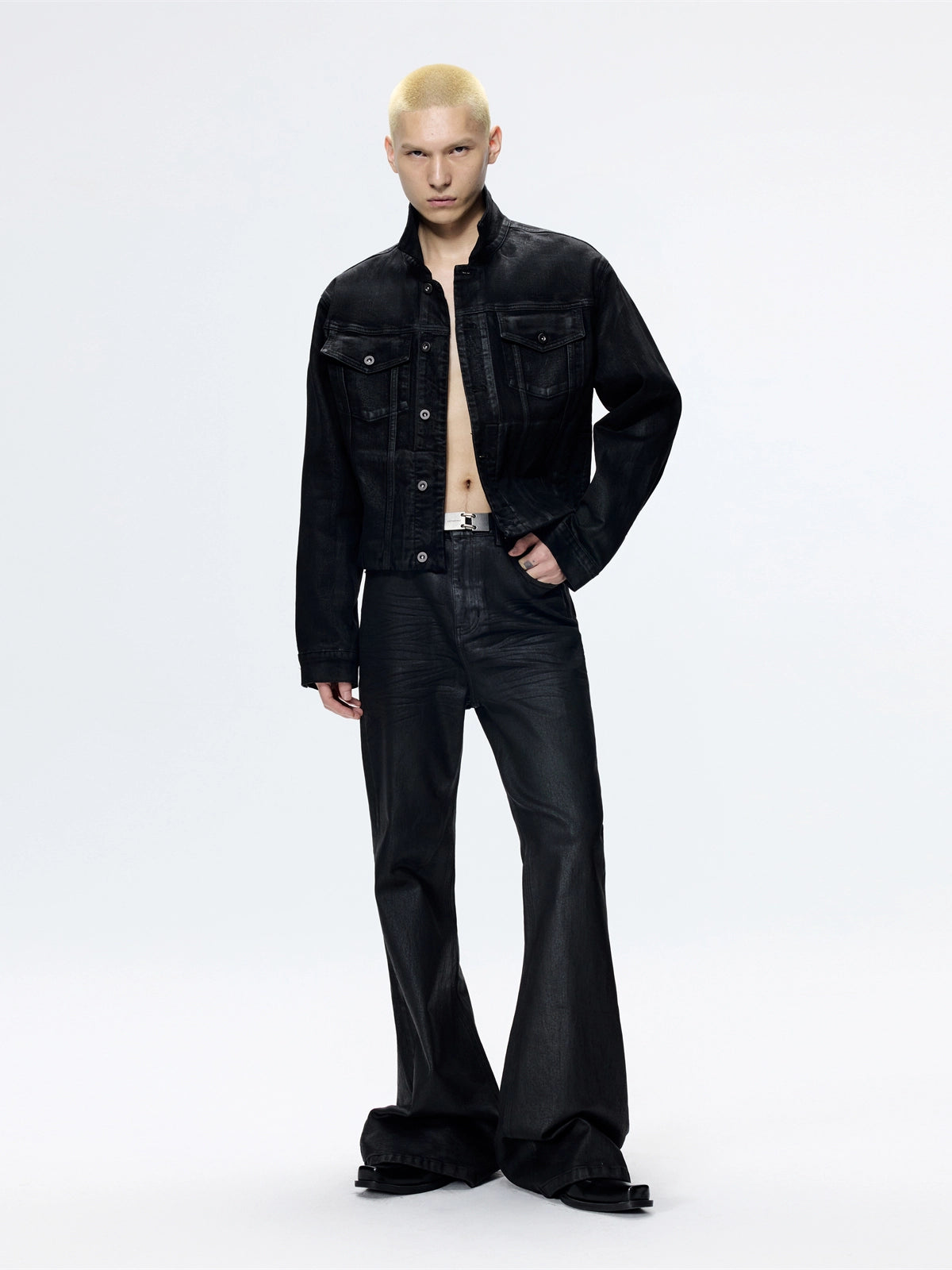 FRKM SCD Jeans Craft Brushed Wax Flared Pleated Cat Whisker Pants - BYRON.