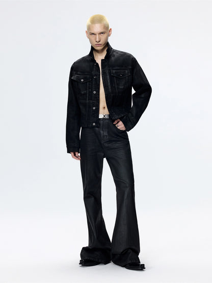FRKM SCD Jeans Craft Brushed Wax Flared Pleated Cat Whisker Pants - BYRON.