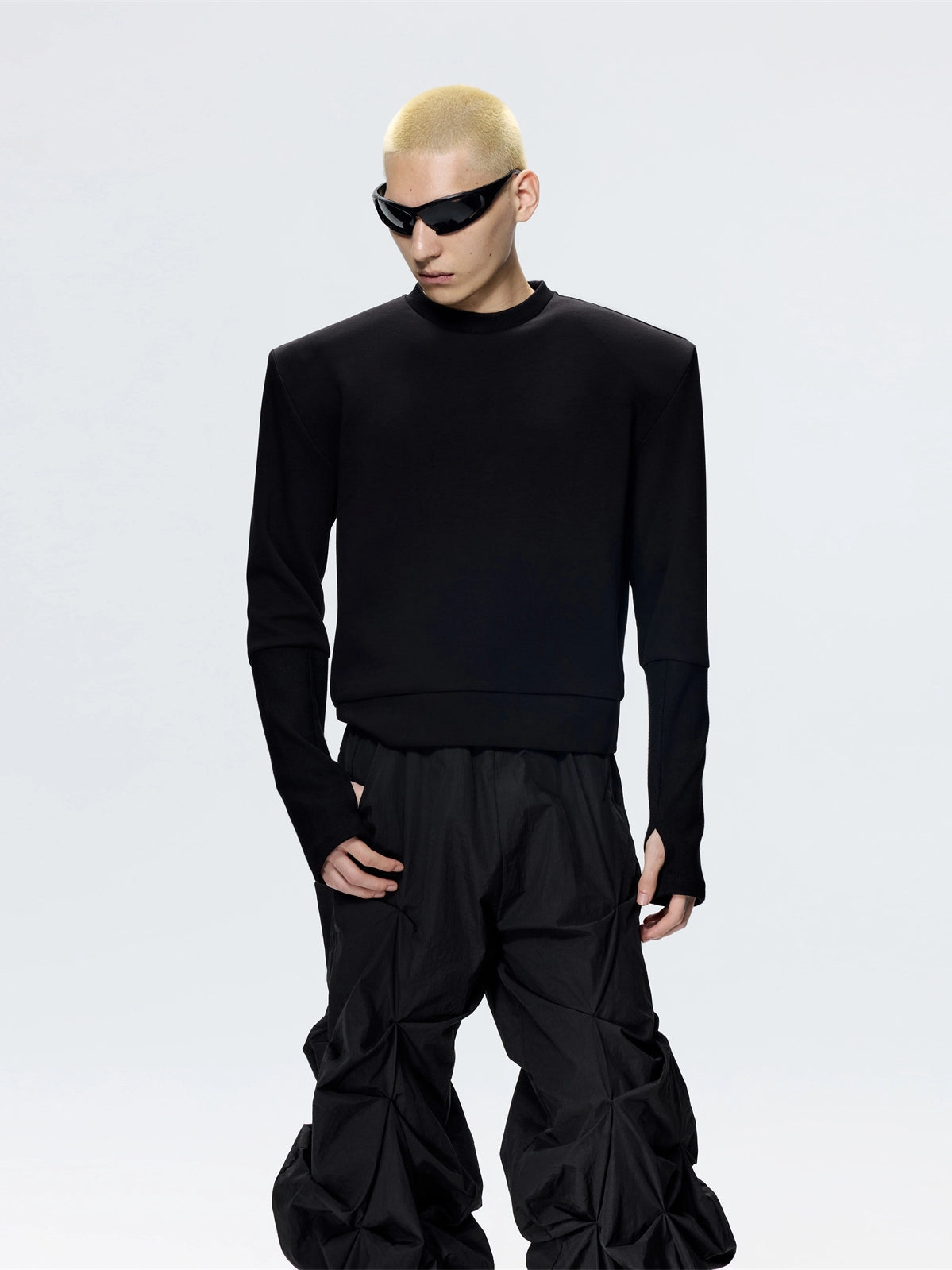 FRKM SCD Staple Embellished Inverted Triangle Metal Rivets Sweatshirt- STORM.