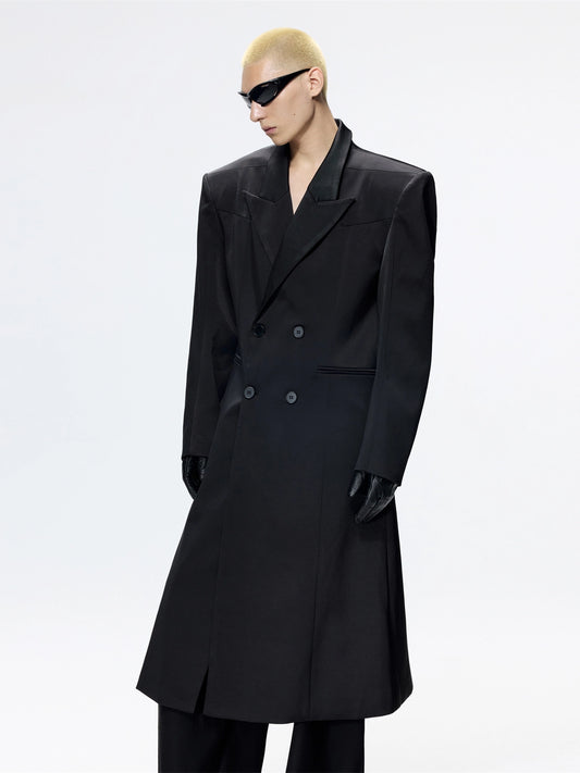 FRKM SCD Wide Haute Couture Black Long Tweed Coat - NOEL.