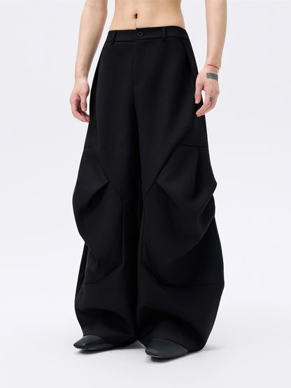 FRKM SCD Three-Dimensional Pleated diamond WideLeg Scimitar Pants-JASPER.