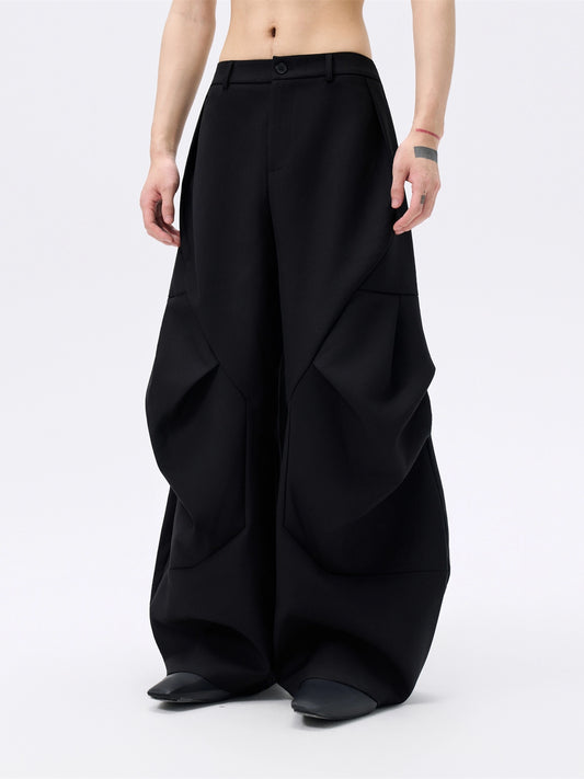 FRKM SCD Three-Dimensional Pleated diamond WideLeg Scimitar Pants-JASPER.